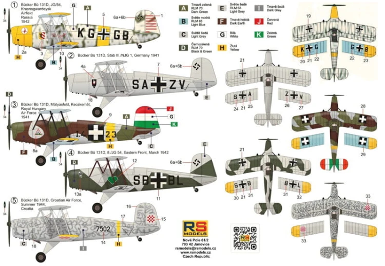 Samolot Bucker Bu 131D Jungmann 48012 RS Models