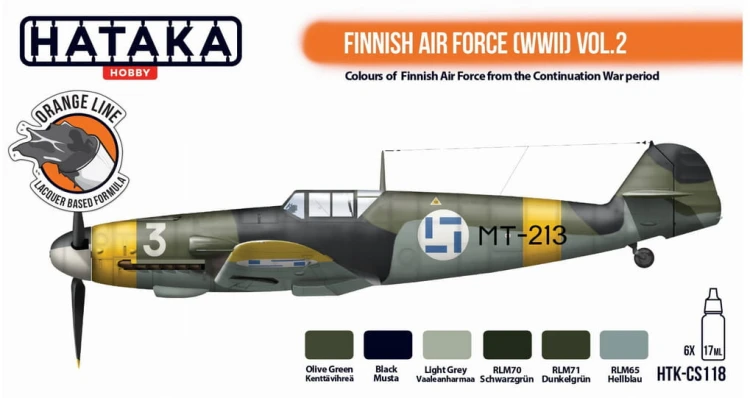 Zestaw farb celulozowych Finnish Air Force (WWII) Vol. 2 HTK-CS118 Hataka