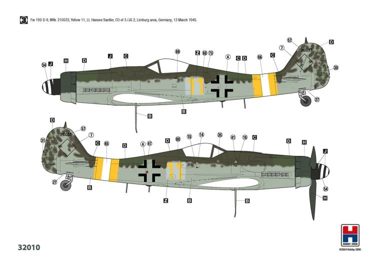 Samolot Focke Wulf Fw190 D-9 Early Production 32010 Hobby 2000