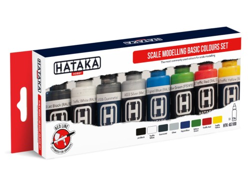 Zestaw farb akrylowych Scale Modelling Basic Colours Set HTK-AS100 Hataka