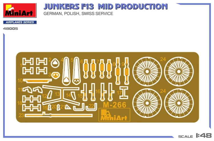 Samolot Junkers F13 Mid Prod. German, Polish, Swiss Service 48005 MiniArt