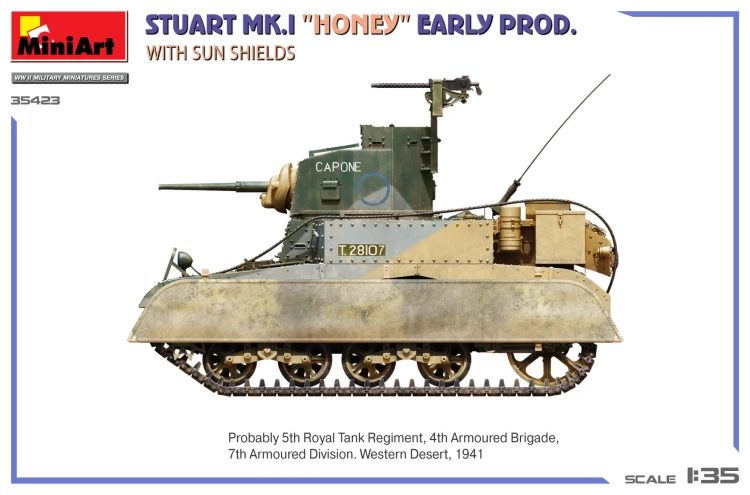 Czołg Stuart Mk.I Honey Early Production With Sun Shields 35423 MiniArt