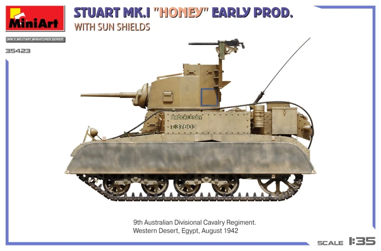 Czołg Stuart Mk.I Honey Early Production With Sun Shields 35423 MiniArt