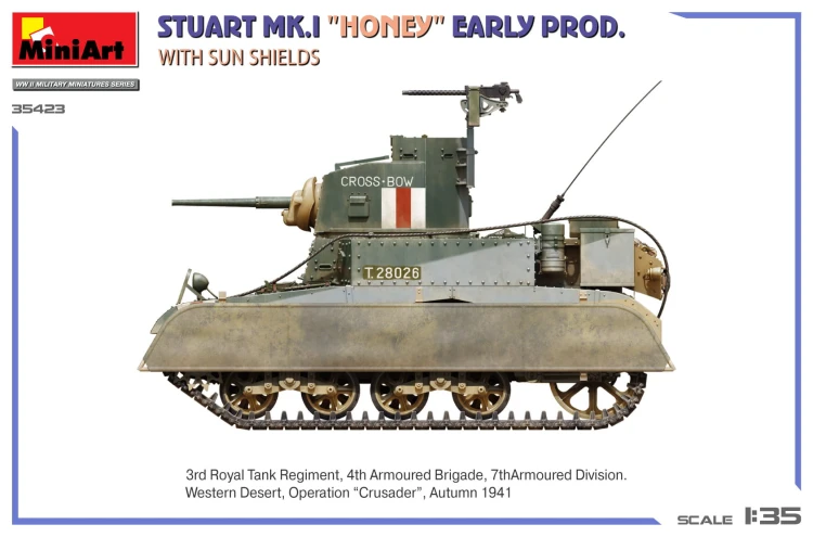 Czołg Stuart Mk.I Honey Early Production With Sun Shields 35423 MiniArt