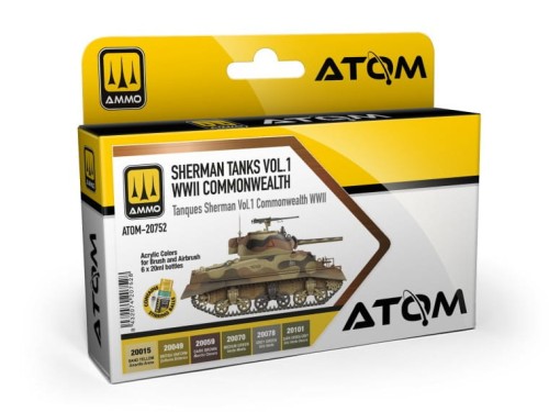 Zestaw farb akrylowych Sherman Tanks Vol.1 WWII Commonwealth ATOM-20752 AMMO Mig Jimenez