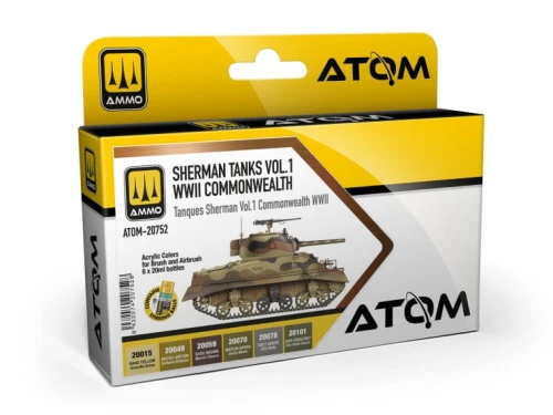 Zestaw farb akrylowych Sherman Tanks Vol.1 WWII Commonwealth ATOM-20752 AMMO Mig Jimenez