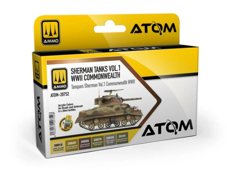 Zestaw farb akrylowych Sherman Tanks Vol.1 WWII Commonwealth ATOM-20752 AMMO Mig Jimenez