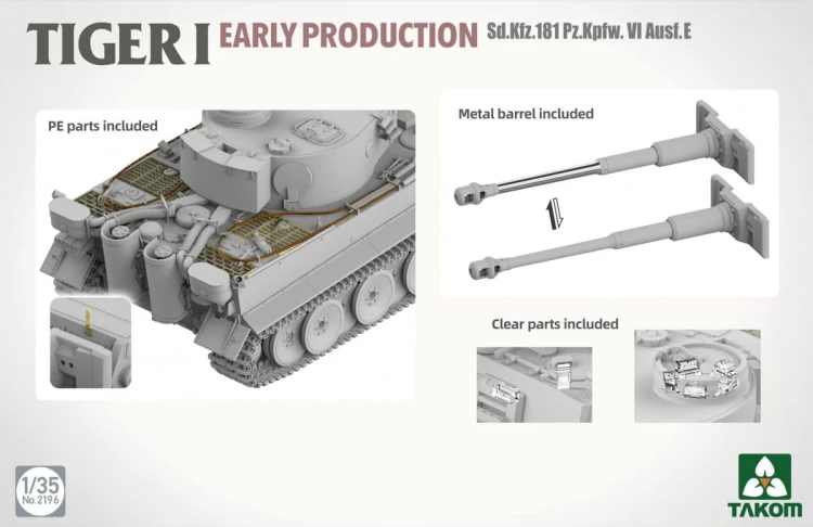 Czołg Tiger I Sd.Kfz.181 PzKpfw VI Ausf.E Early Production 2196 Takom