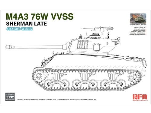Czołg M4A3 76W VVSS Sherman Late Standard Version RM-5132 RFM