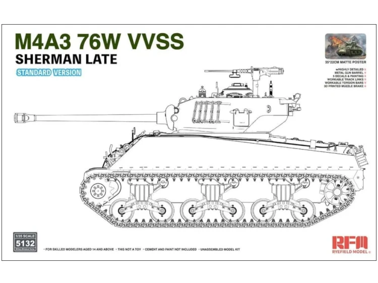 Czołg M4A3 76W VVSS Sherman Late Standard Version RM-5132 RFM