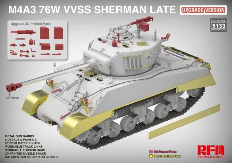 Czołg M4A3 76W VVSS Sherman Late Upgrade Version RM-5133 RFM
