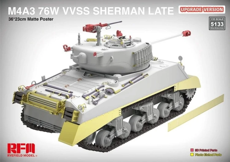 Czołg M4A3 76W VVSS Sherman Late Upgrade Version RM-5133 RFM