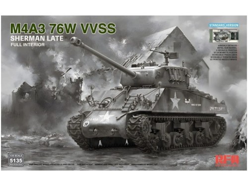 Czołg M4A3 76W VVSS Sherman Late Full Interior Standard Version RM-5135 RFM