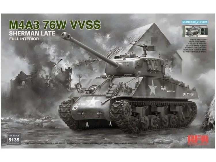 Czołg M4A3 76W VVSS Sherman Late Full Interior Standard Version RM-5135 RFM