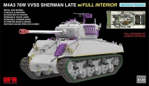 Czołg M4A3 76W VVSS Sherman Late Full Interior Standard Version RM-5135 RFM
