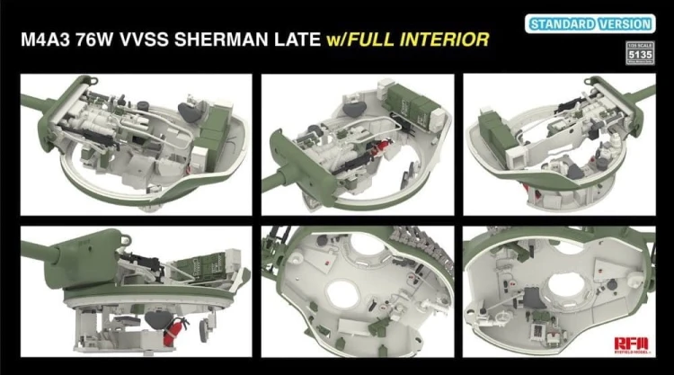 Czołg M4A3 76W VVSS Sherman Late Full Interior Standard Version RM-5135 RFM