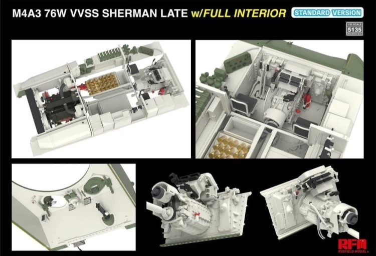 Czołg M4A3 76W VVSS Sherman Late Full Interior Standard Version RM-5135 RFM