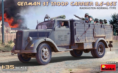 Ciężarówka wojskowa Opel Blitz German 3t Troop Carrier 3.6-36S 35453 MiniArt