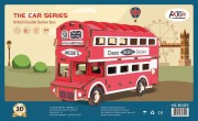 Brytyjski autobus piętrowy składanka drewniana puzzle 3D HG-B025 Hongtai Toys