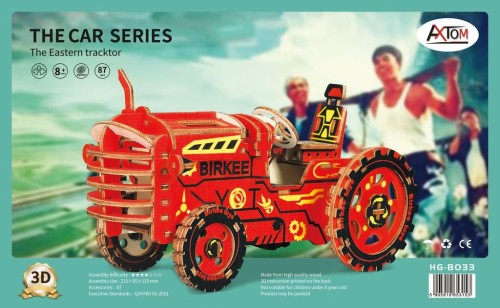 Zabytkowy traktor ciągnik składanka drewniana puzzle 3D HG-B033 Hongtai Toys