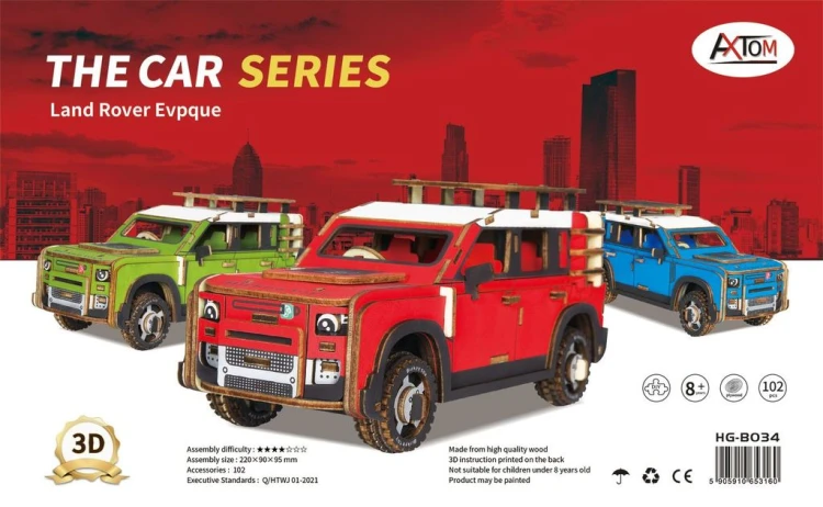 Samochód Land Rover składanka drewniana puzzle 3D HG-B034 Hongtai Toys