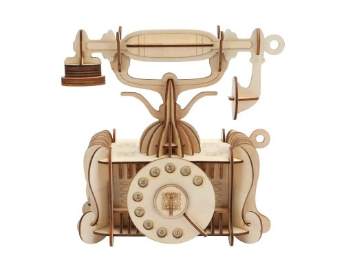 Staromodny telefon składanka drewniana puzzle 3D HG-D023 Hongtai Toys
