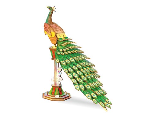 Duży paw składanka drewniana puzzle 3D HG-J038 Hongtai Toys