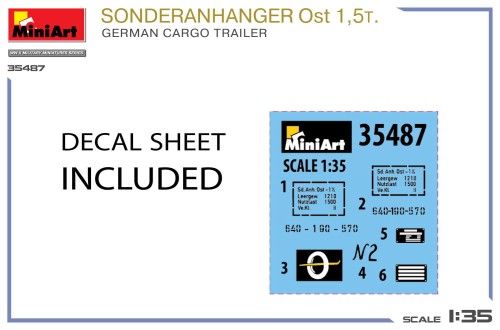 Przyczepa Sonderanhanger Ost 1.5t. German Cargo Trailer 35487 MiniArt
