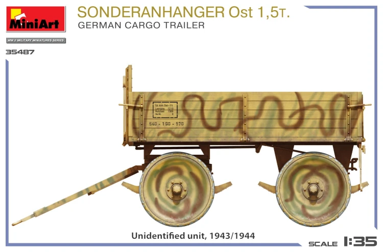 Przyczepa Sonderanhanger Ost 1.5t. German Cargo Trailer 35487 MiniArt