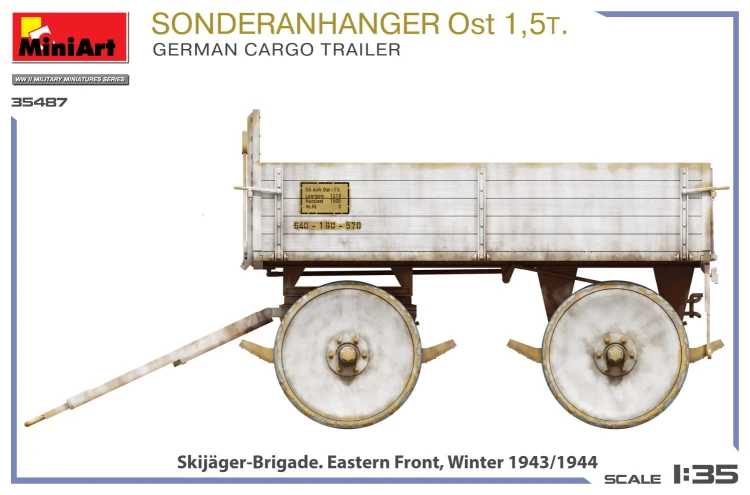 Przyczepa Sonderanhanger Ost 1.5t. German Cargo Trailer 35487 MiniArt