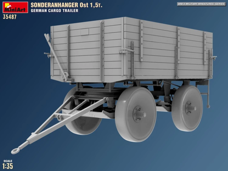 Przyczepa Sonderanhanger Ost 1.5t. German Cargo Trailer 35487 MiniArt