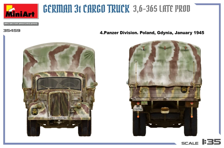 Ciężarówka wojskowa Opel Blitz 3t 3,6-36S Late Production 35459 MiniArt
