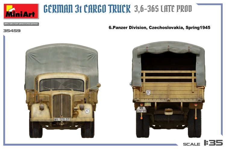 Ciężarówka wojskowa Opel Blitz 3t 3,6-36S Late Production 35459 MiniArt