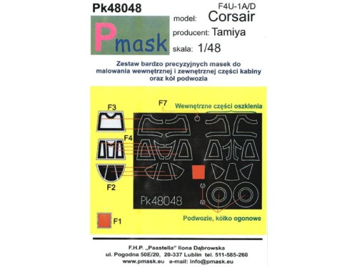 Maski do samolotu Vought F4U-1A/D Corsair