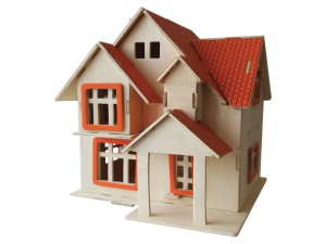 Domek z gankiem składanka drewniana puzzle 3D