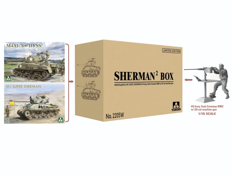 Czołg M4A1 (76w) HVSS & M1 Super Sherman & US Army Tank Crewman 2205W Takom