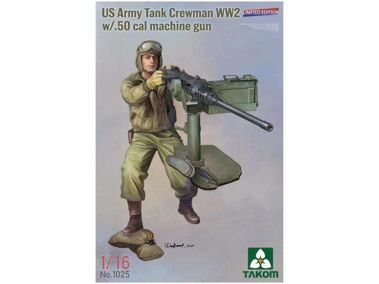 Figurka US Army Tank Crewman WW2 w/.50 cal machine gun 1025 Takom