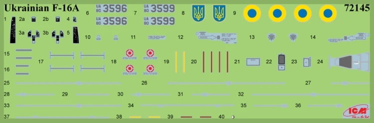 Samolot F-16AM of Ukrainian Air Forces with PAG-14 72145 ICM