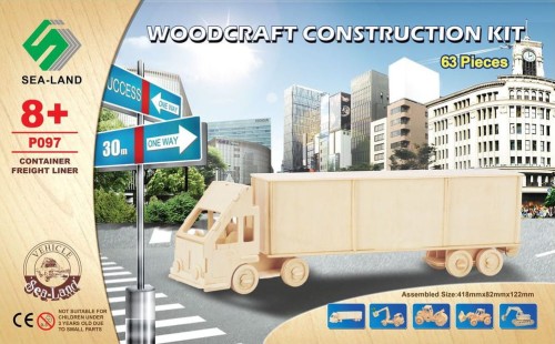 Samochód ciężarowy z naczepą składanka drewniana puzzle 3D P097 Sea-Land