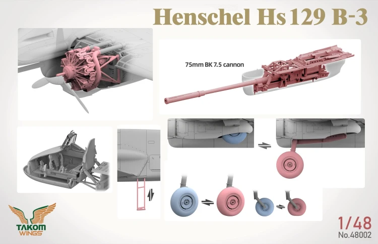 Samolot Henschel Hs 129 B-3 w/Interior 48002 Takom