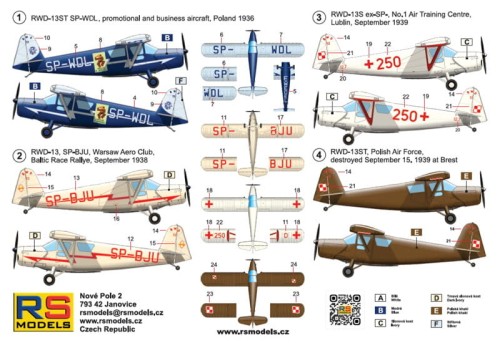 Samolot RWD-13S/ST Polish touring plane 92301 RS Models