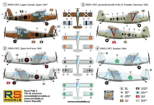 Samolot RWD-13 Legion Condor Polish touring plane 92307 RS Models