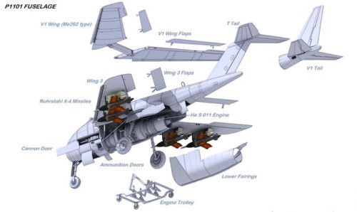 Samolot Messerschmitt P.1101 DW32002 Das Werk