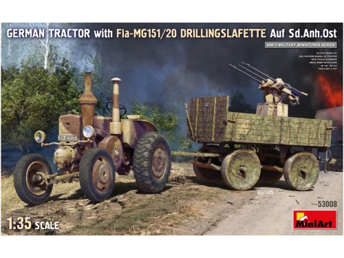 Traktor Lanz Bulldog with Fla-MG151/20 Drillingslafette Auf Sd.Anh.Ost 53008 MiniArt