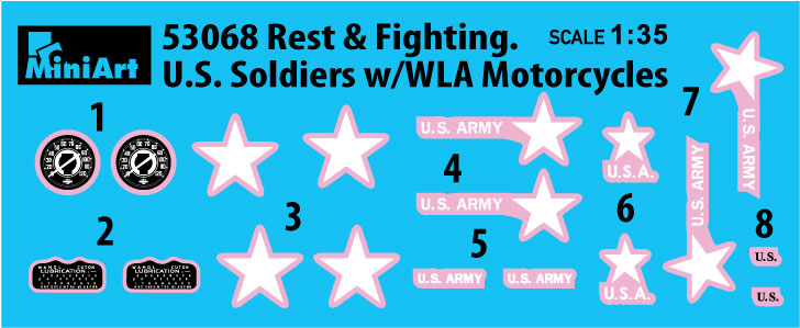 Figurki Rest & Fighting U.S. Soldiers w/WLA Motorcycles 53068 MiniArt