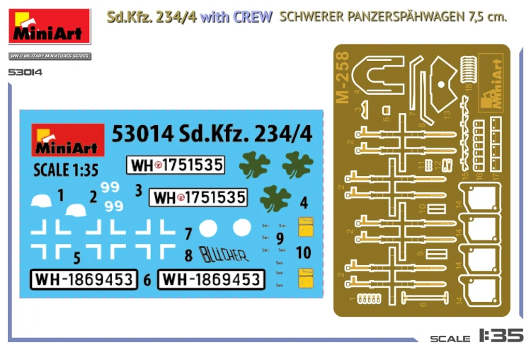 Działo Sd.Kfz.234/4 with Crew Schwerer Panzerspahwagen 7,5cm 53014 MiniArt