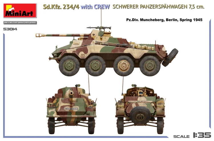 Działo Sd.Kfz.234/4 with Crew Schwerer Panzerspahwagen 7,5cm 53014 MiniArt