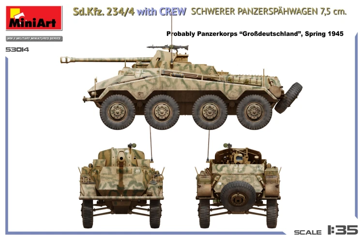 Działo Sd.Kfz.234/4 with Crew Schwerer Panzerspahwagen 7,5cm 53014 MiniArt