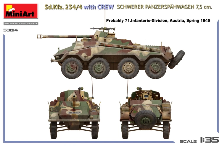 Działo Sd.Kfz.234/4 with Crew Schwerer Panzerspahwagen 7,5cm 53014 MiniArt
