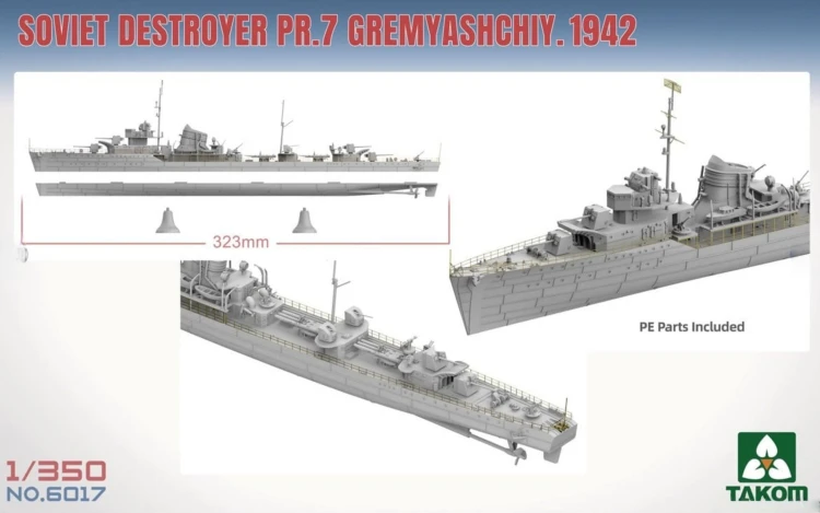 Okręt niszczyciel PR.7 Gremyashchiy 1942 Soviet Destroyer 6017 Takom